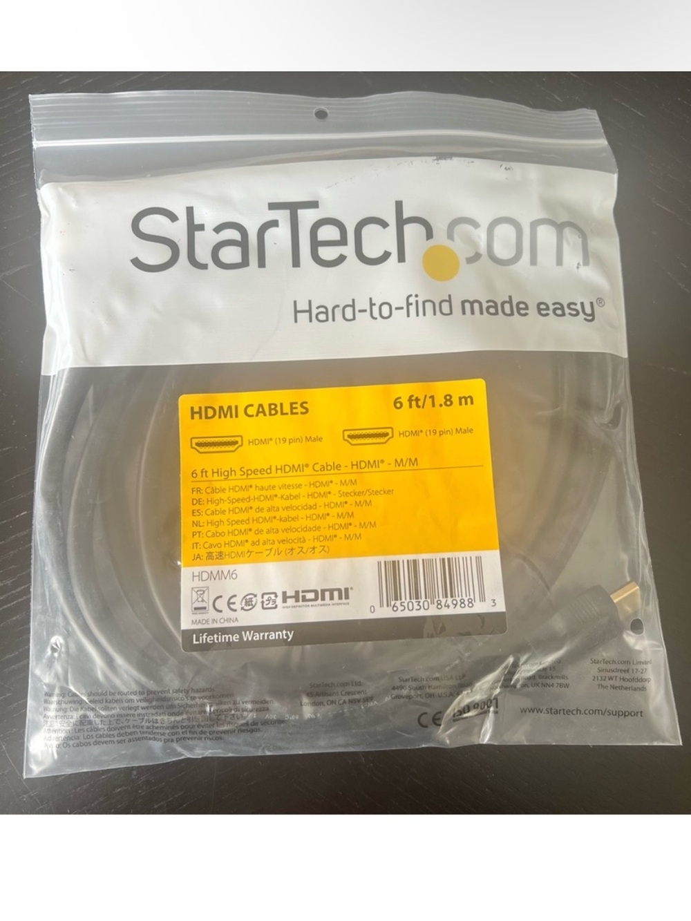 High Speed HDMI Cable 6 ft black